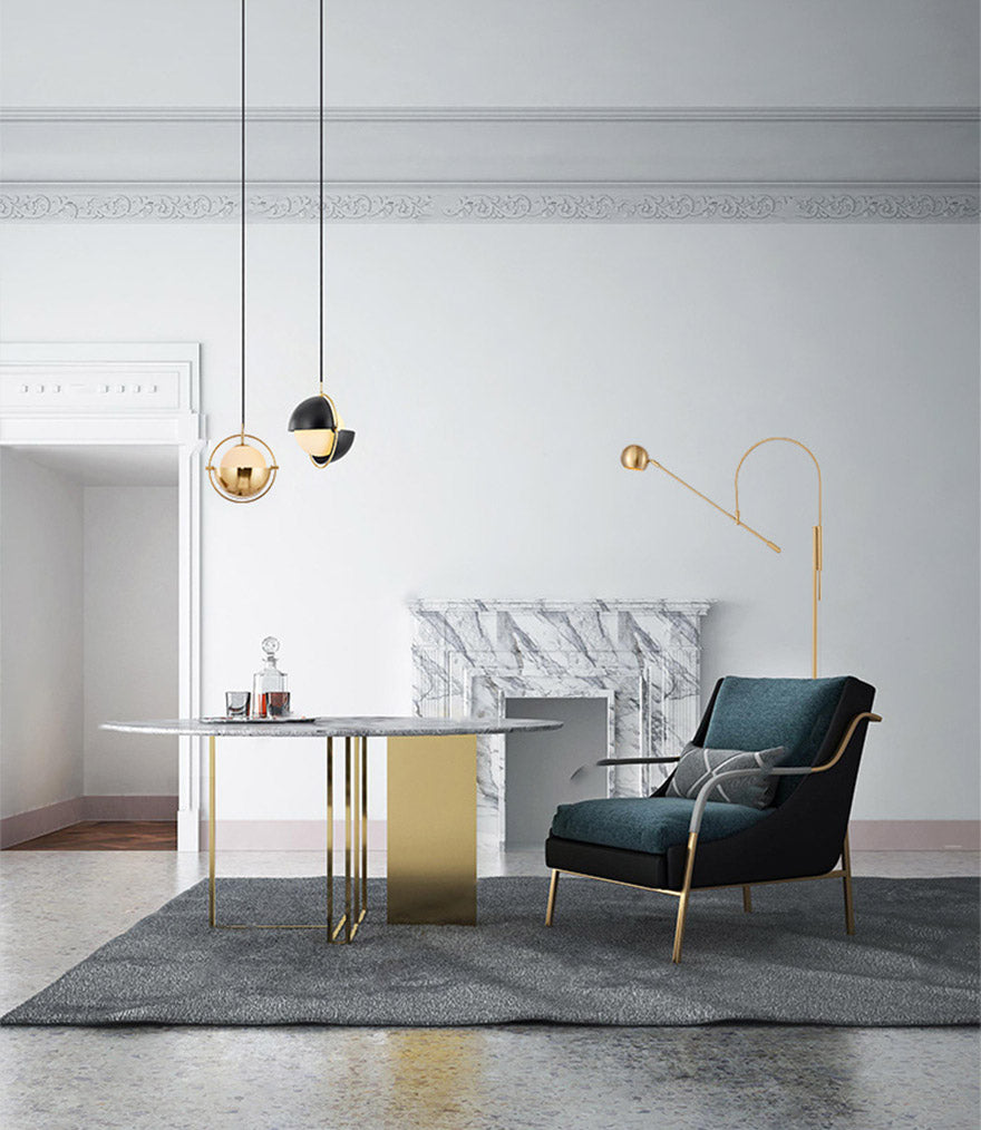 Modern Creative Globe Pendant Light Metal Single Hanging Lamp with Glass Shade