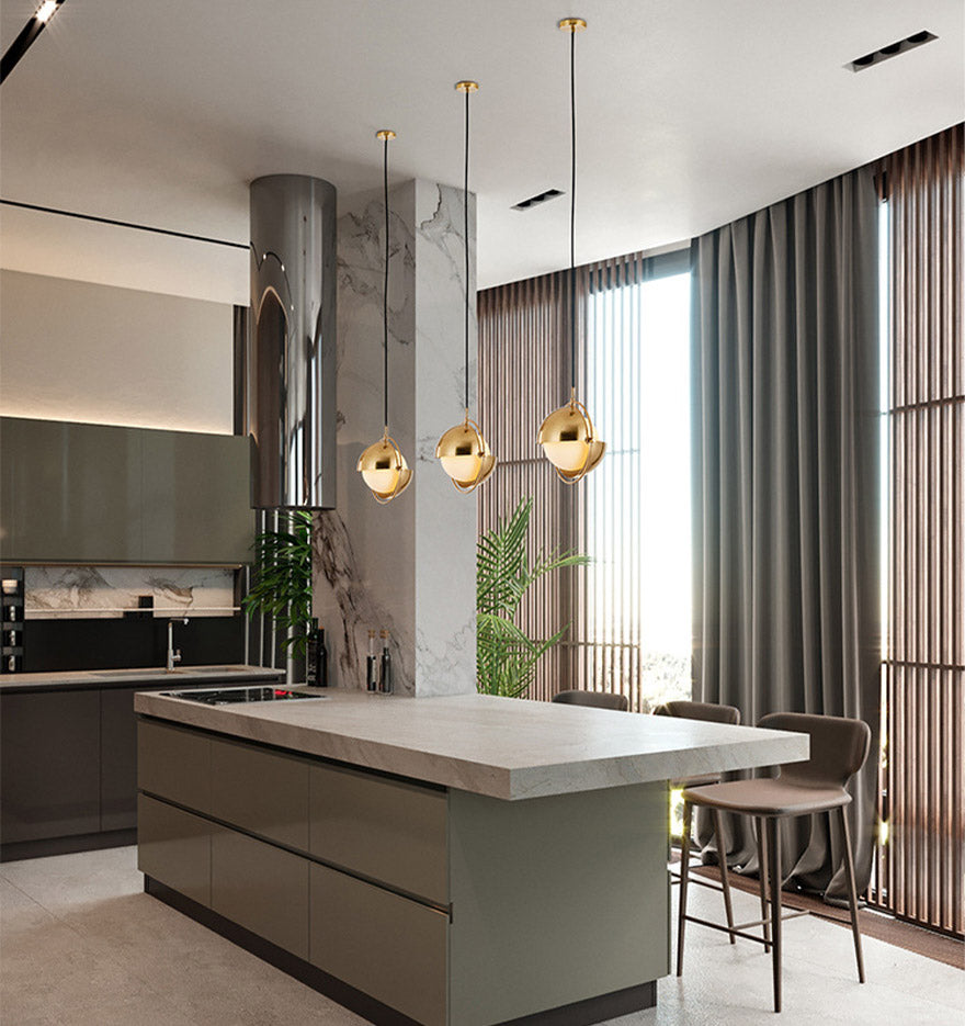 Modern Creative Globe Pendant Light Metal Single Hanging Lamp with Glass Shade