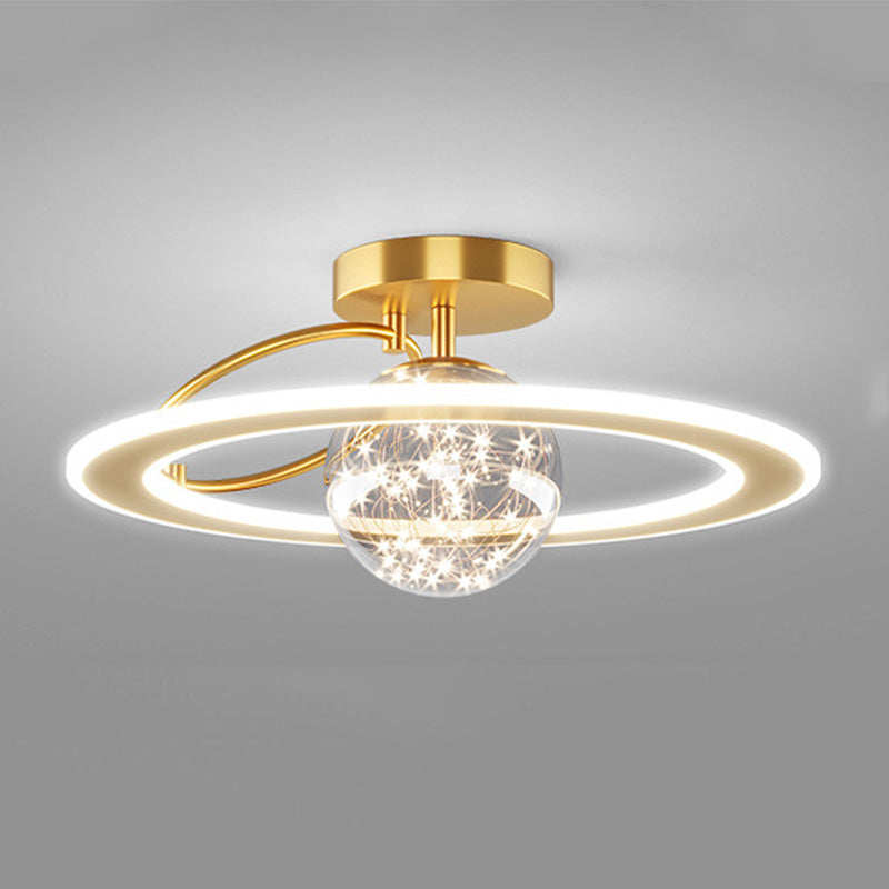 Cerchio semifulto lampada a montaggio acrilico moderno lampade a soffitto a filo a filo per camera da letto