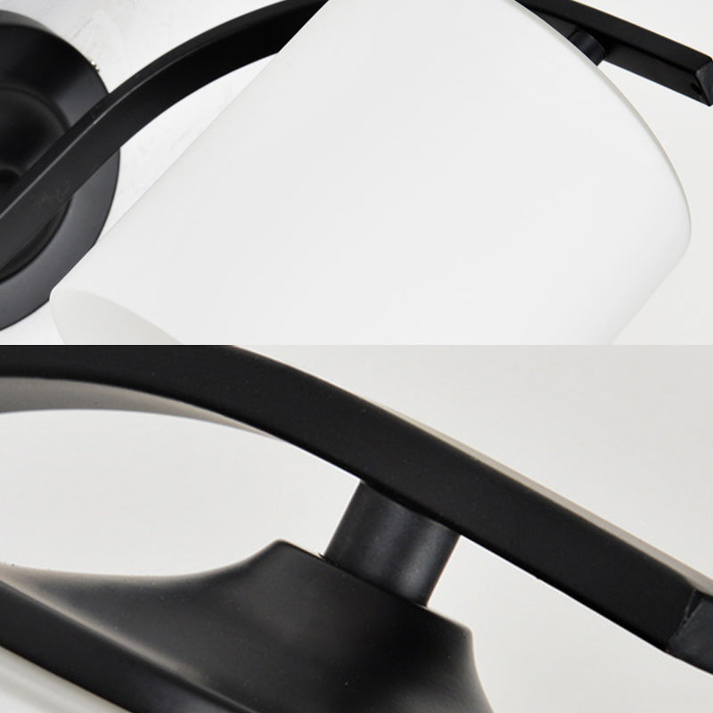 Cylindre Blanc Verre murale de montant lampe 1-LIGHT VINTAGE ÉCLAIRAGE MUR NOIR VINTATION POUR LA CHAMBRE