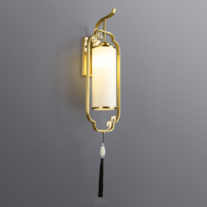 Contemporary Cylinder Wall Mounted Light Glass 1-Light Wall Lamps for Living Room