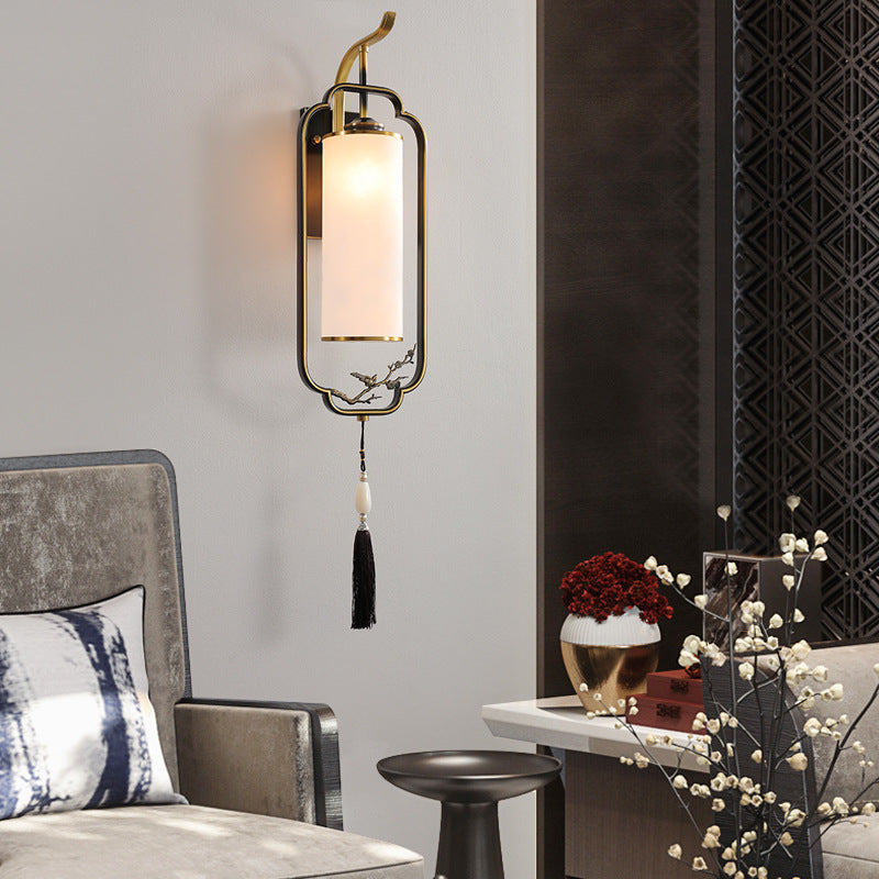 Contemporary Cylinder Wall Mounted Light Glass 1-Light Wall Lamps for Living Room