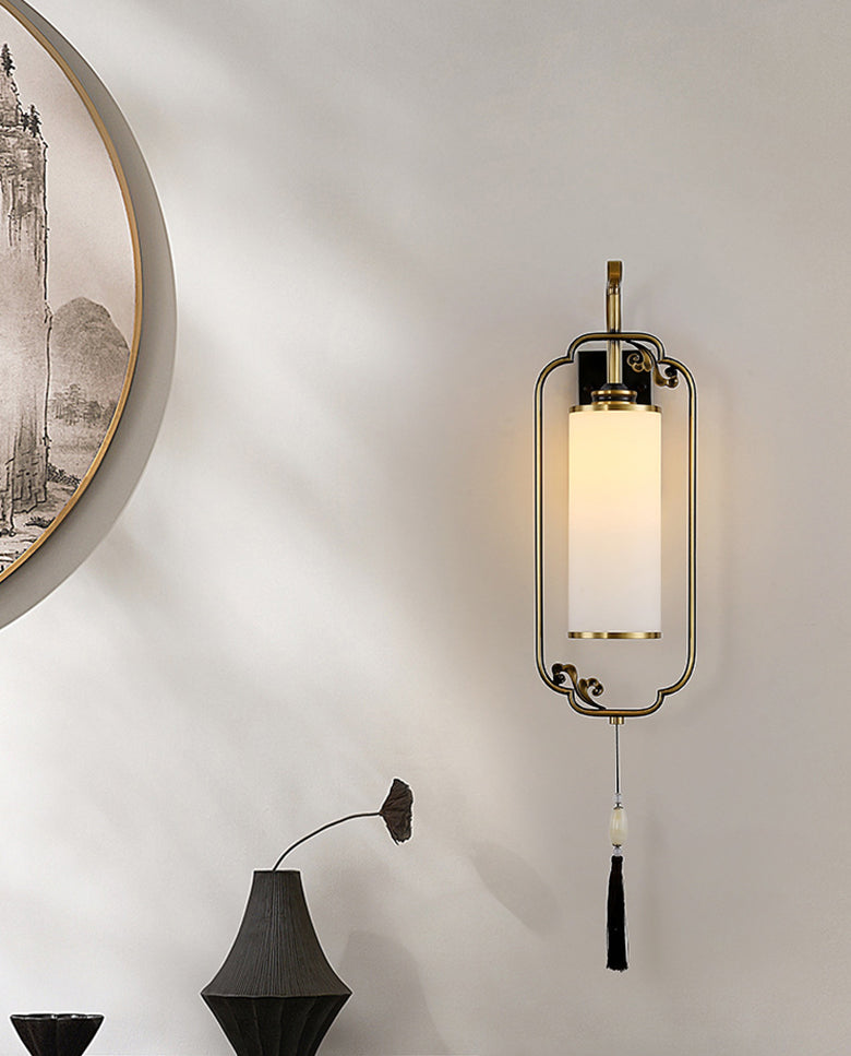 Contemporary Cylinder Wall Mounted Light Glass 1-Light Wall Lamps for Living Room