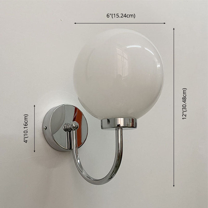 Contemporary 1-Light Wall Sconce Spherical Glass Wall Mounted Light for Living Room
