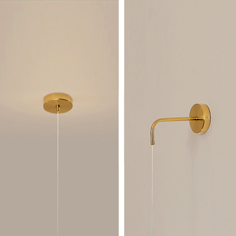 1-Light Bedroom Resin Wall Lighting Contemporary Globe Sconce Light in Gold