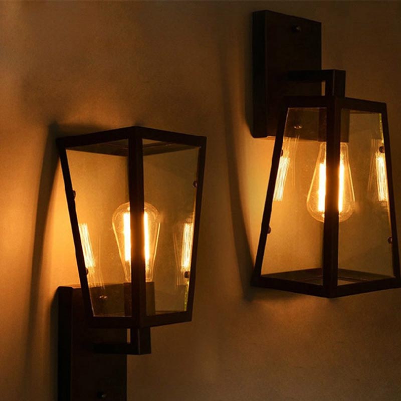 Geometrische klare Glas 1-Licht-Wandleuchte Industrielle Außenwandlampe