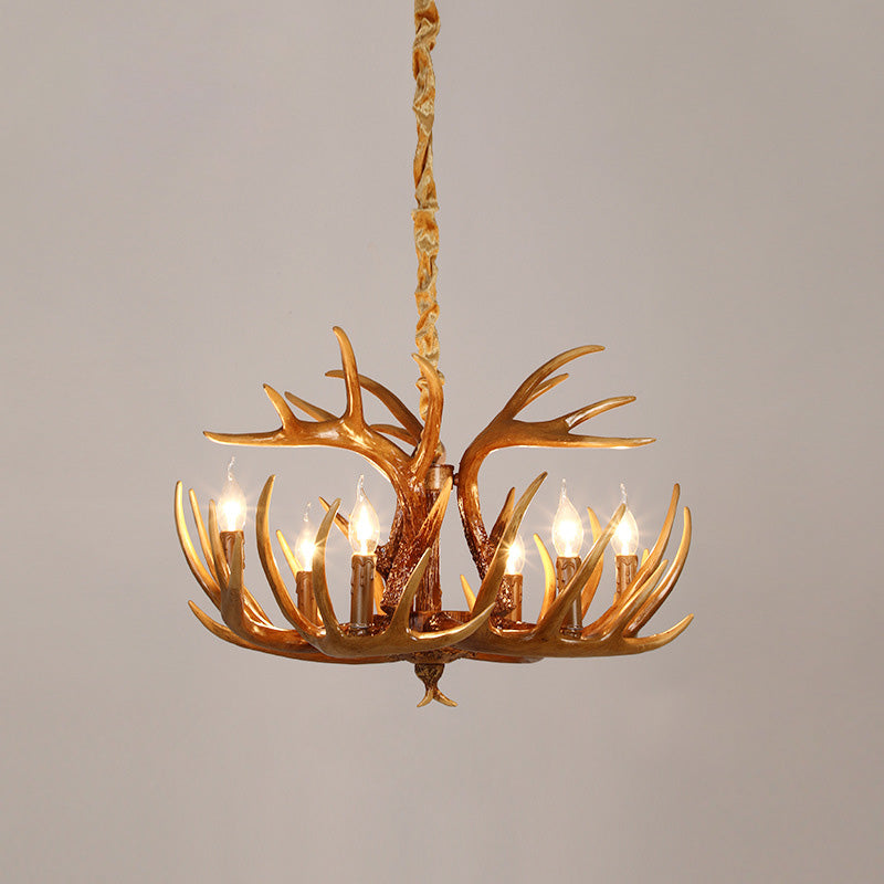 Resin Antler Chandelier Lamp Rustic Restaurant Bar Living Room Ceiling Hanging Light Fixture