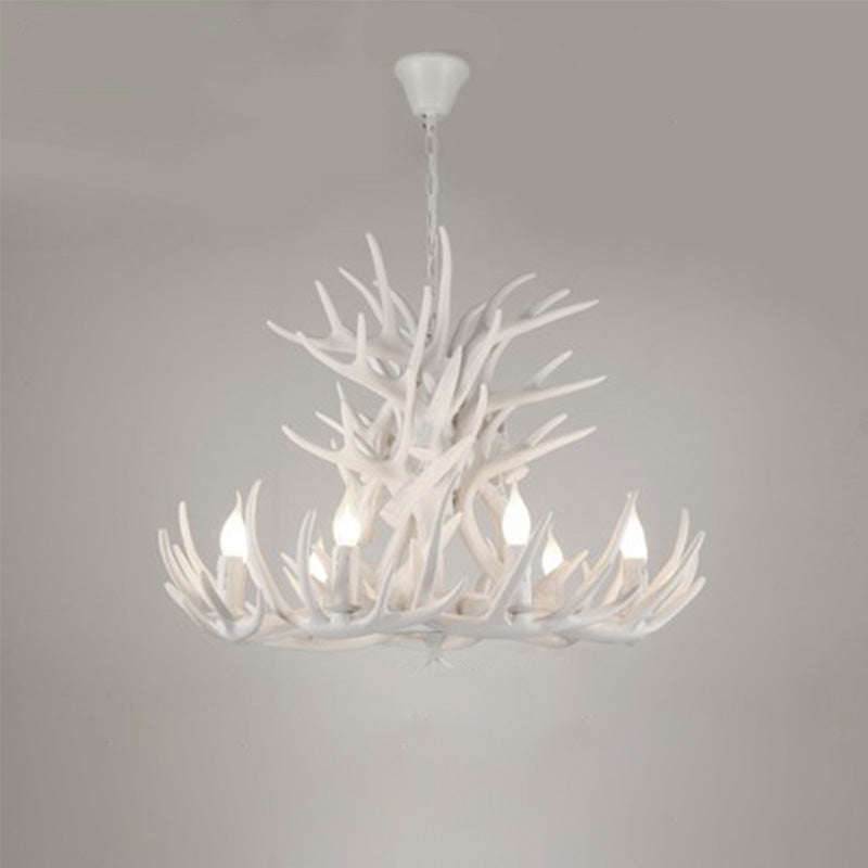 Resin Antler Chandelier Lamp Rustic Restaurant Bar Living Room Ceiling Hanging Light Fixture