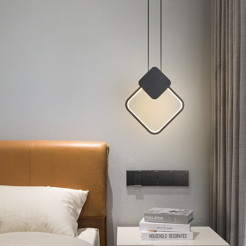 Acrylic Geometric LED Pendant Light in Modern Simplicity Wrought Iron Hanging Lamp for Living Room