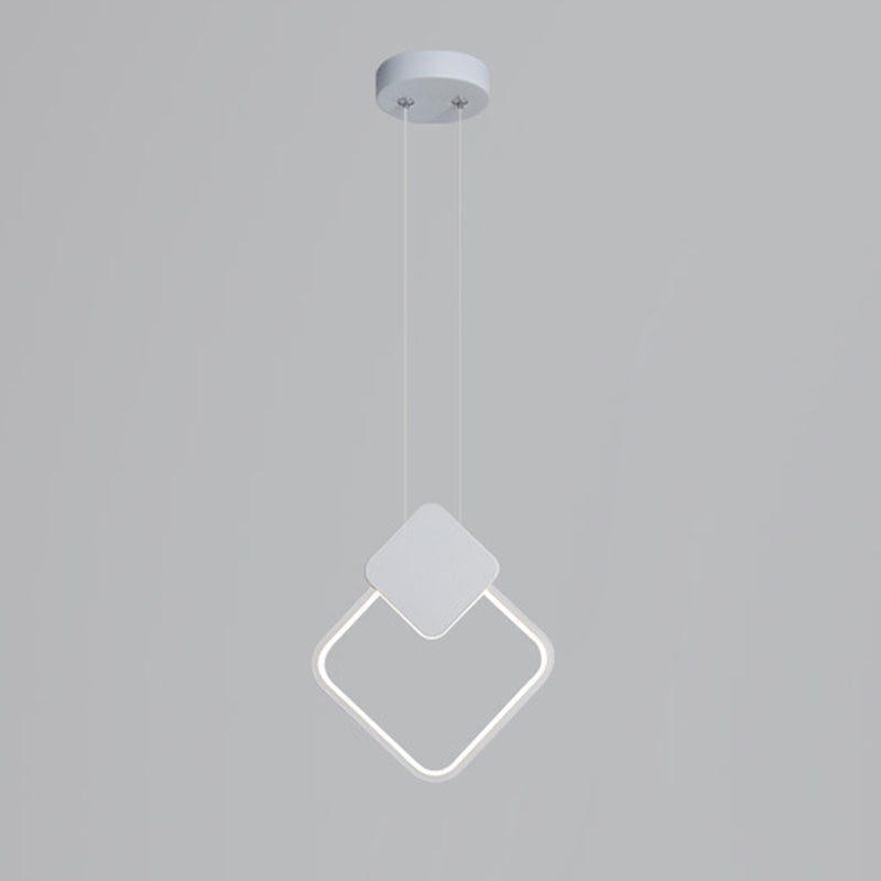 Acrylic Geometric LED Pendant Light in Modern Simplicity Wrought Iron Hanging Lamp for Living Room