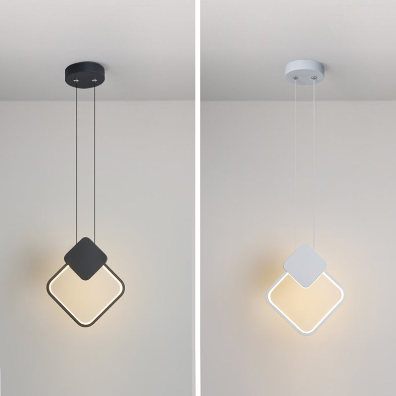 Acrylic Geometric LED Pendant Light in Modern Simplicity Wrought Iron Hanging Lamp for Living Room