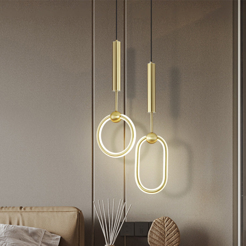 Gouden cirkelvormige led hanglamp in moderne eenvoud smeedijzeren hangende lamp met siliconen schaduw