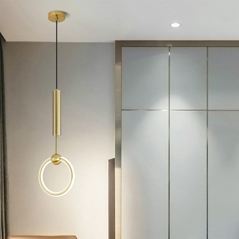 Gouden cirkelvormige led hanglamp in moderne eenvoud smeedijzeren hangende lamp met siliconen schaduw