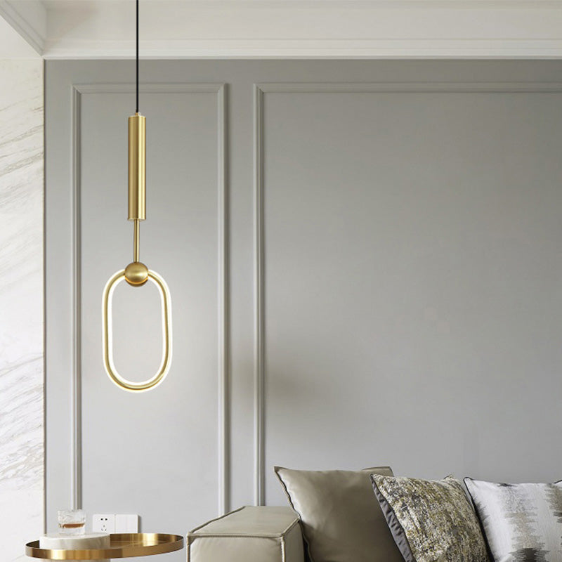 Gouden cirkelvormige led hanglamp in moderne eenvoud smeedijzeren hangende lamp met siliconen schaduw
