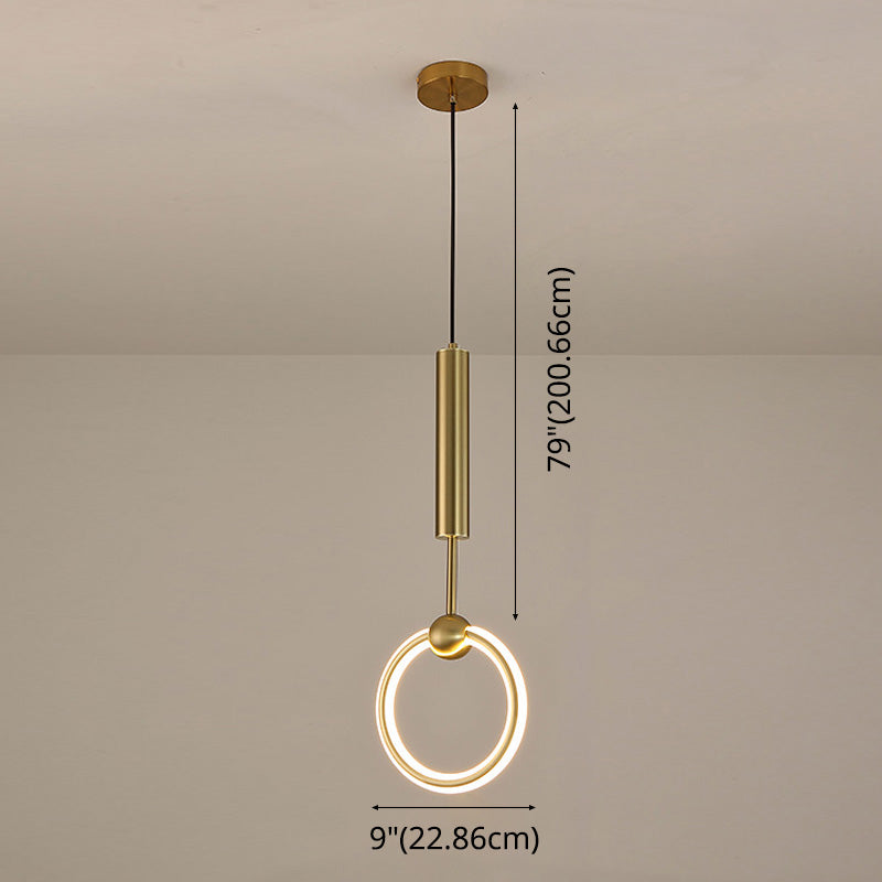 Gouden cirkelvormige led hanglamp in moderne eenvoud smeedijzeren hangende lamp met siliconen schaduw