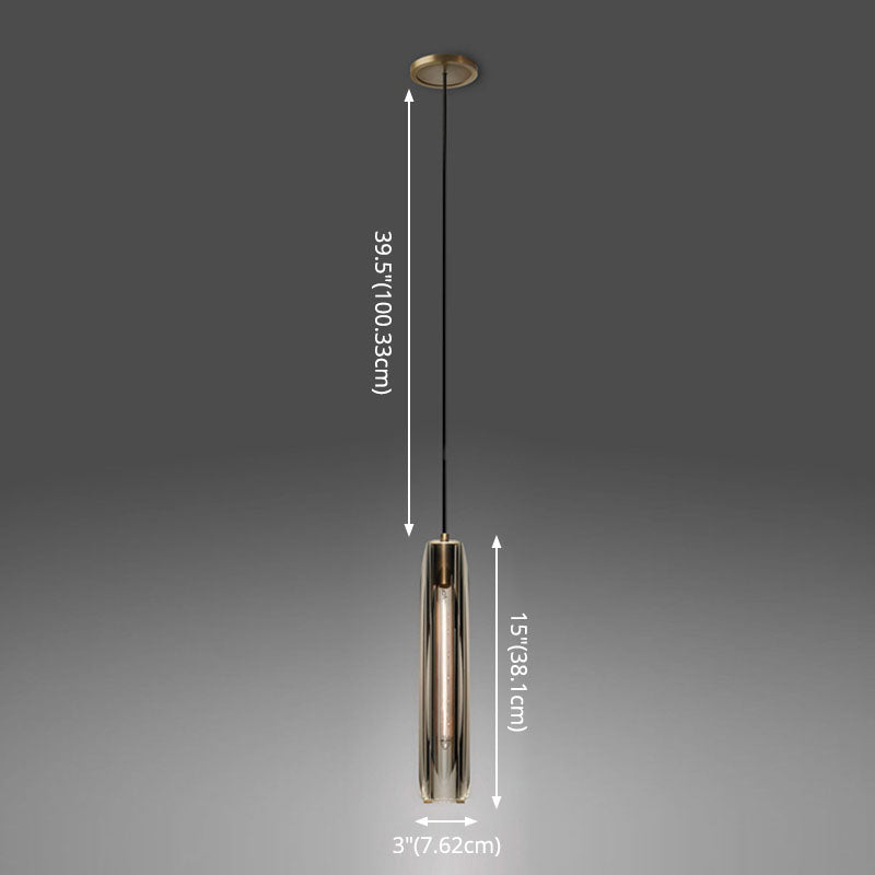 Messing cilindrische hangende lamp in moderne creatieve stijl koperen hanger licht met kristalschaduw