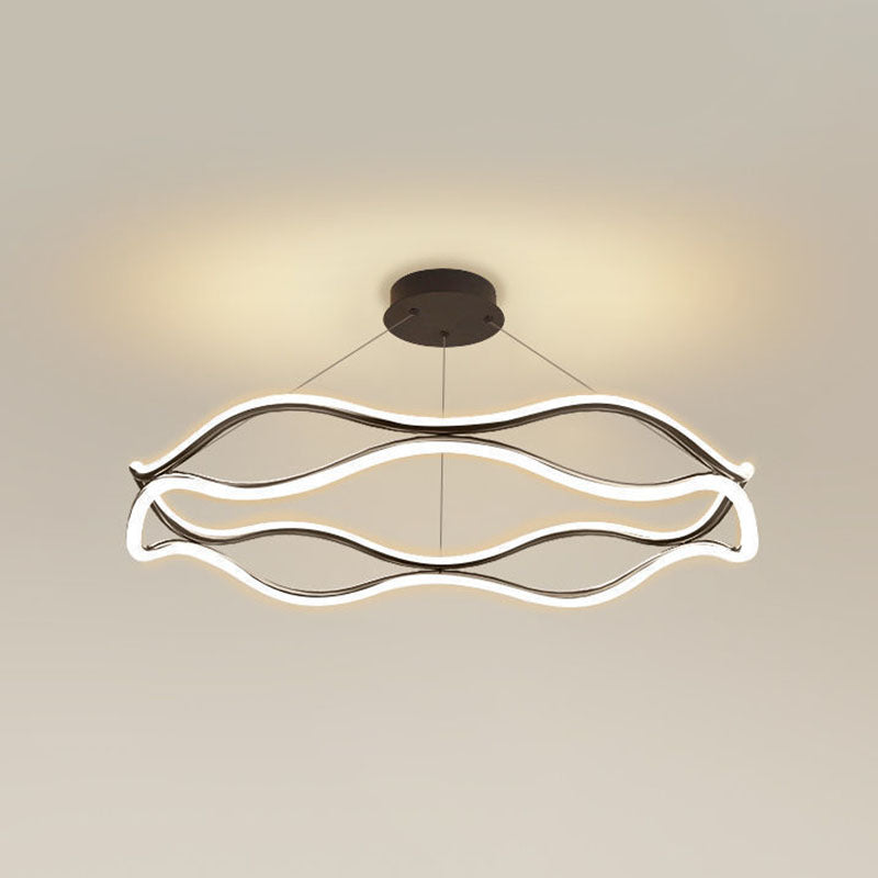Funzionamento lampada del lampadario ad onde metalliche in stile minimalista LED Apparecchio di illuminazione a ciondolo