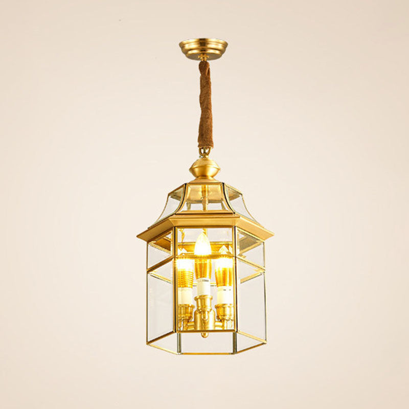 Geometric Chandelier Light Fixture Traditional Glass Pendant Lighting for Restaurant