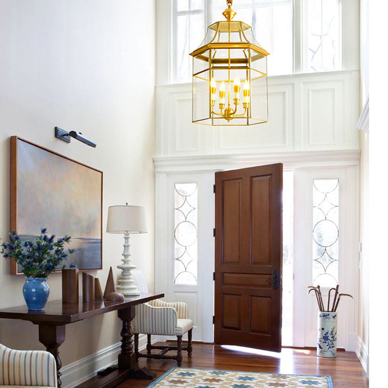 Geometric Chandelier Light Fixture Traditional Glass Pendant Lighting for Restaurant