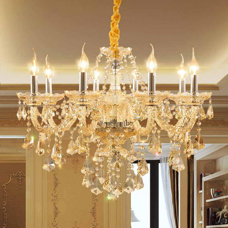 Gold Sputnik Pendant Light in Traditional Luxury Style Crystal Chandelier for Living Room