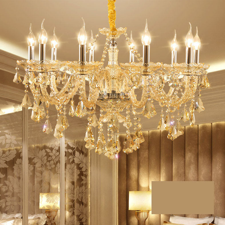 Gold Sputnik Pendant Light in Traditional Luxury Style Crystal Chandelier for Living Room