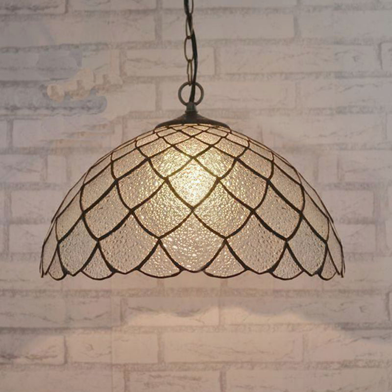 1 Bombilla Luminaria suspendida de vidrio de forma de cuenco en color plata de estilo Tradikional Lámpara Colgante Para Comedor