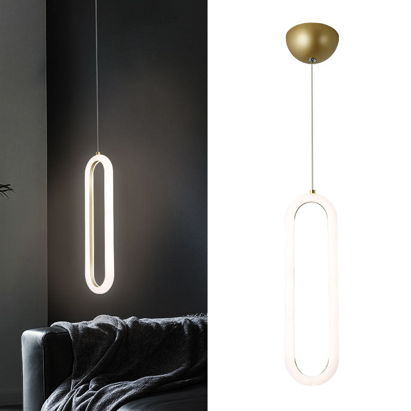 Metalen langwerpige hanglamp plafondlicht eenvoudige stijl LED gouden plafond suspensielampje