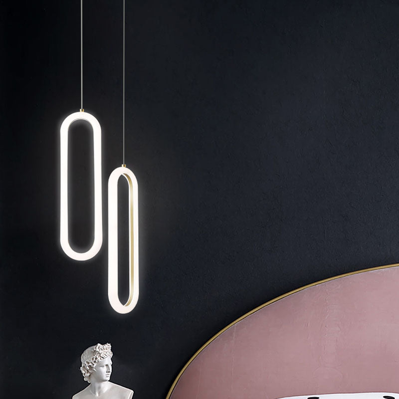 Metalen langwerpige hanglamp plafondlicht eenvoudige stijl LED gouden plafond suspensielampje