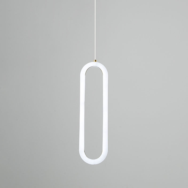 Metal Oblong Pendant Ceiling Light Simplicity Style LED Gold Ceiling Suspension Lamp