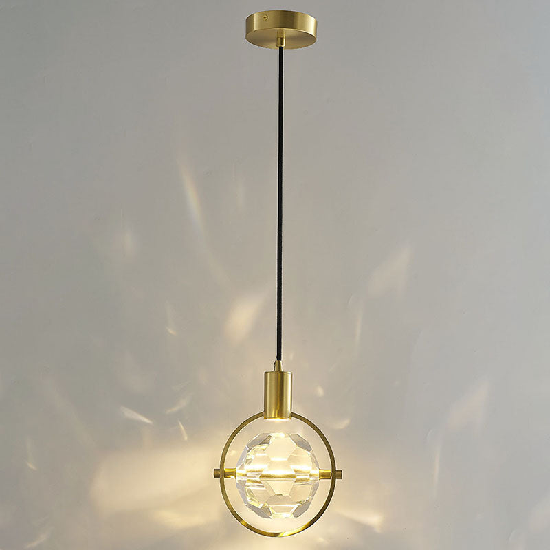 Ball Light Suspension Pendant Modern Simple Crystal Hanging Lights for Bedside