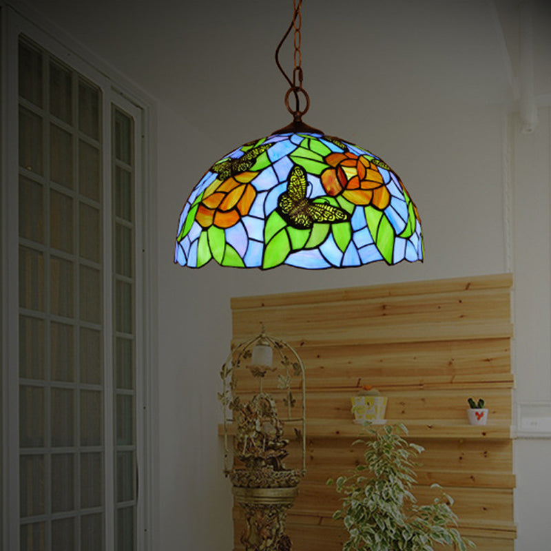 Wit/rood 1 Lichte hanglamp Mediterrane gebrandschilderde vlinderhangende lampkit