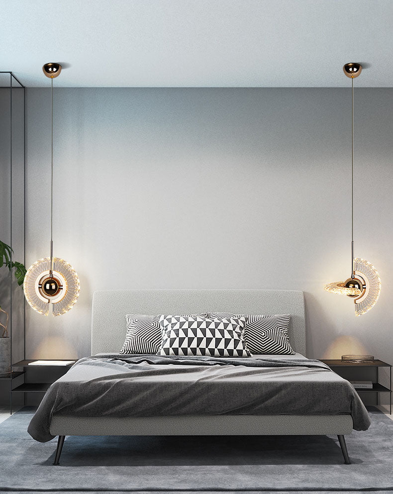 1 Light Plate Hanging Ceiling Light Modern Acrylic Ceiling Light with Hanging Cord for Bedside