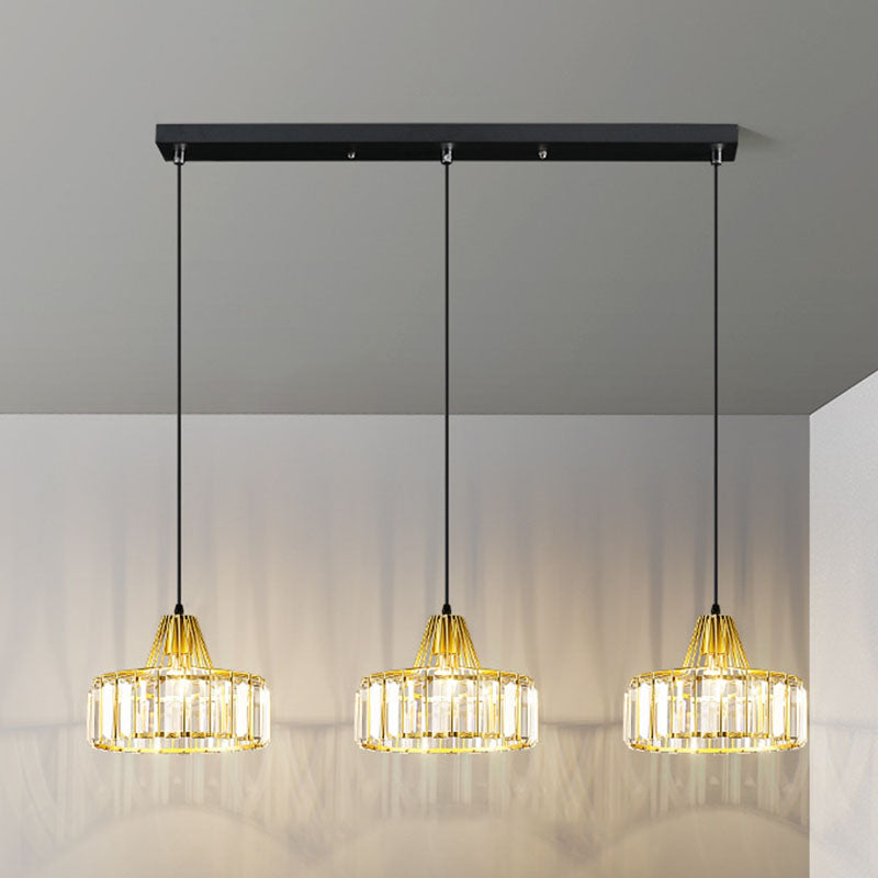 Moderne luxe hanglampje smeed smeedijzeren koepelhanglamp met kristalschaduw