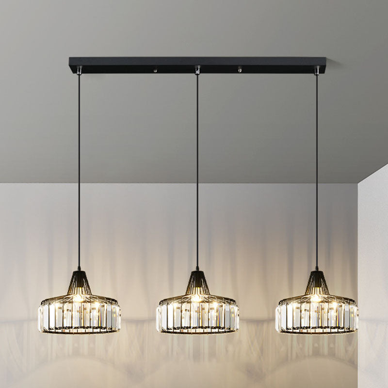 Moderne luxe hanglampje smeed smeedijzeren koepelhanglamp met kristalschaduw