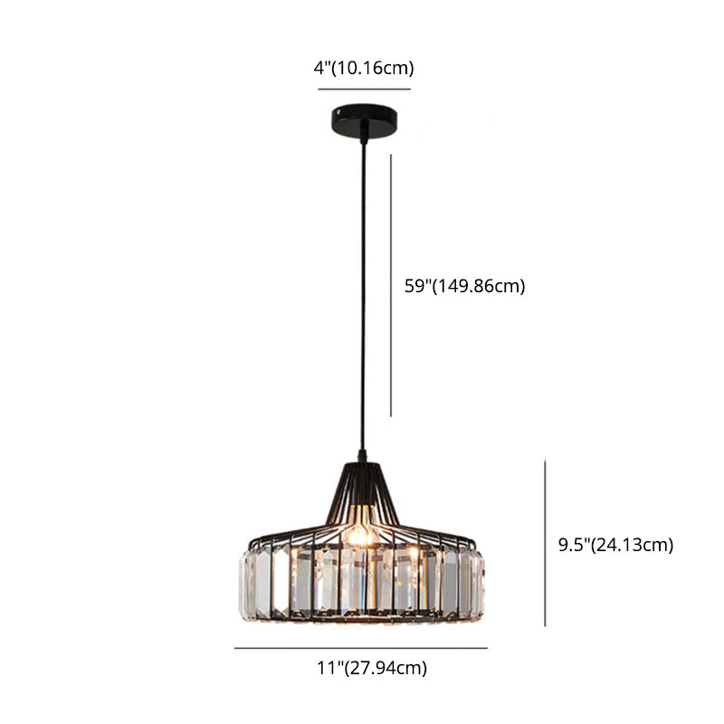 Lampe suspendue à pendentif de dôme créatif moderne lampe suspendue en fer forgé avec de l'ombre en cristal