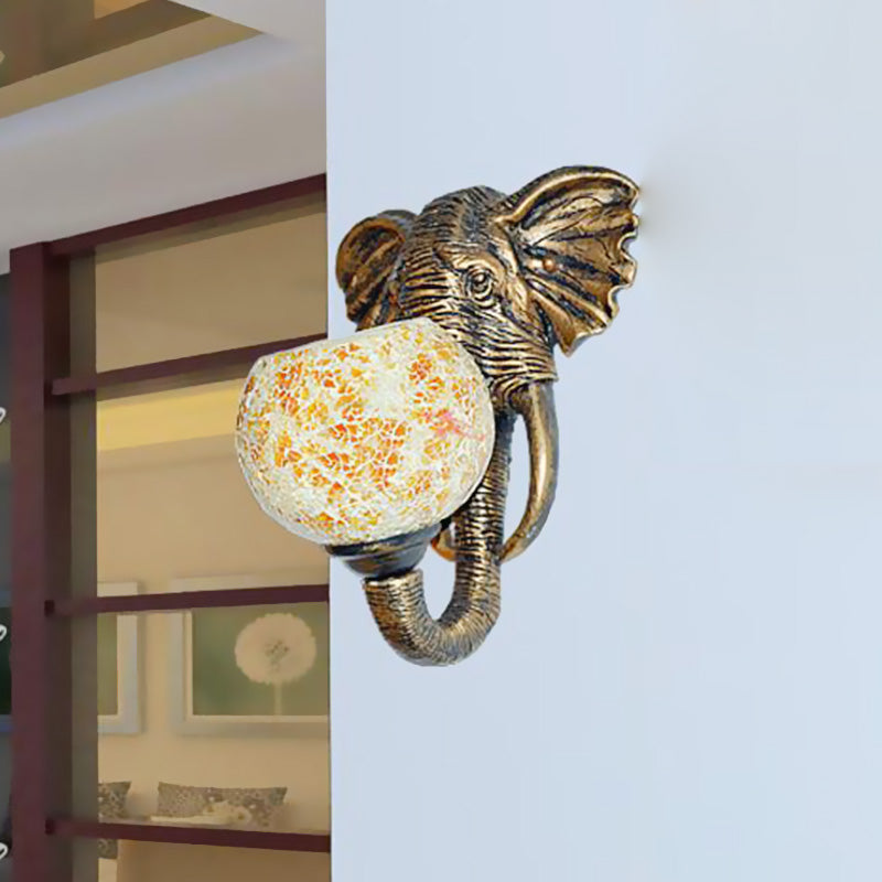 1 Light Living Room Wall Lamp Globe Mediterranean White/Pink/Yellow Sconce with Globe Stained Glass Shade