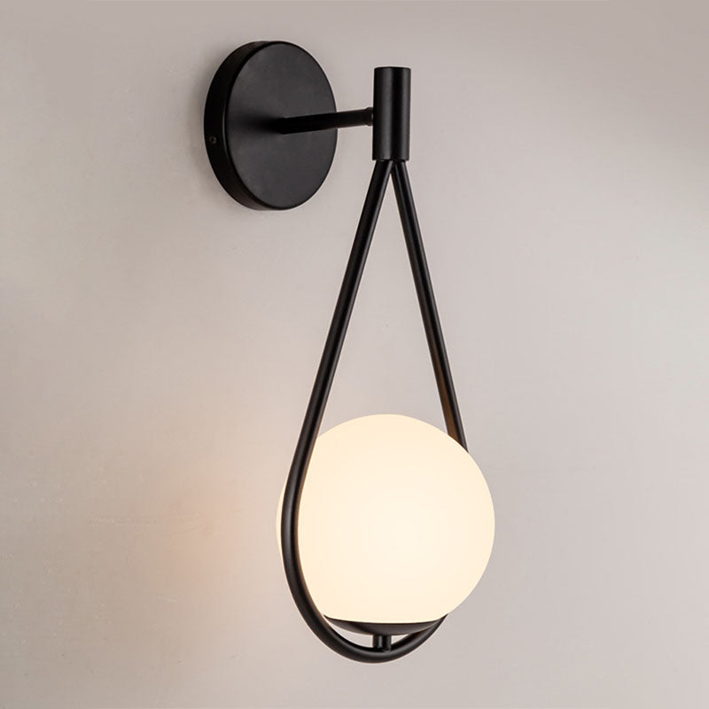 Globe Glass Wall Sconce in Modern Simplicity Wrought Iron Wall Lamp for Interior Spaces