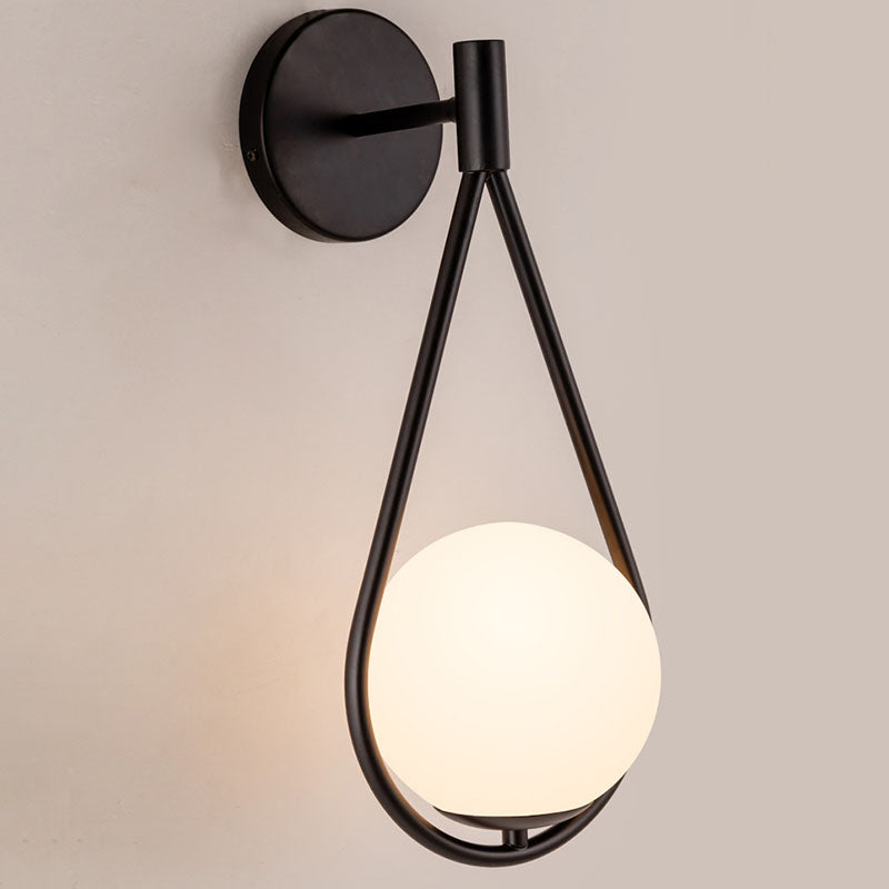 Globe Glass Wall Sconce in Modern Simplicity Wrought Iron Wall Lamp for Interior Spaces
