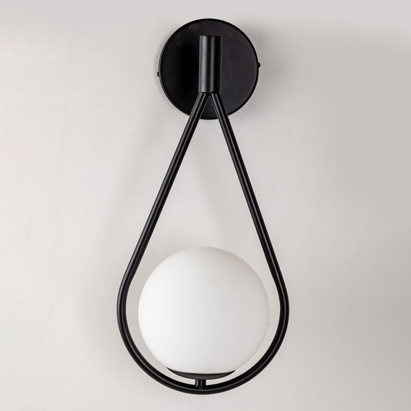 Globe Glass Wall Sconce in Modern Simplicity Wrought Iron Wall Lamp for Interior Spaces