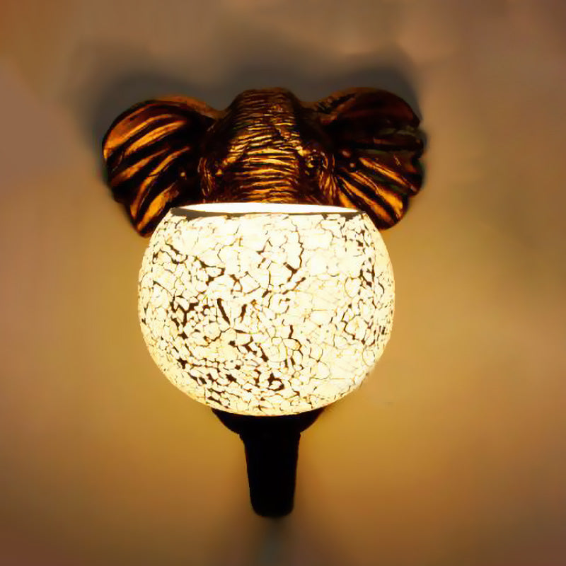 1 Light Living Room Wall Lamp Globe Mediterranean White/Pink/Yellow Sconce with Globe Stained Glass Shade