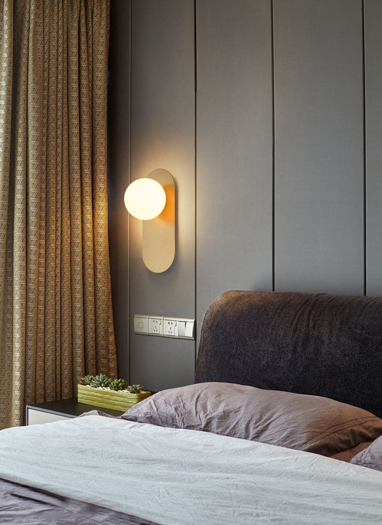 Glass Round Sconce Light Fixture Minimalist-Style Wall Mounted Light Fixture for Bedroom