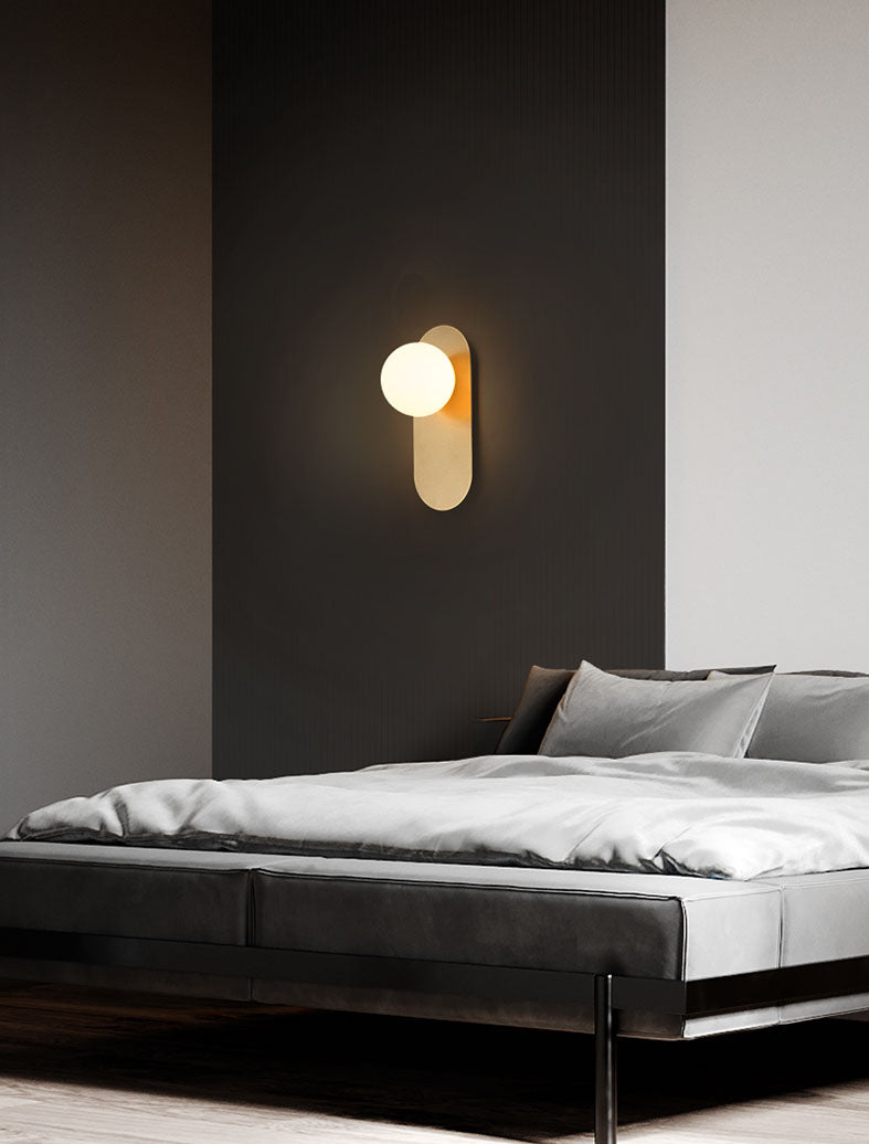 Glass Round Sconce Light Fixture Minimalist-Style Wall Mounted Light Fixture for Bedroom