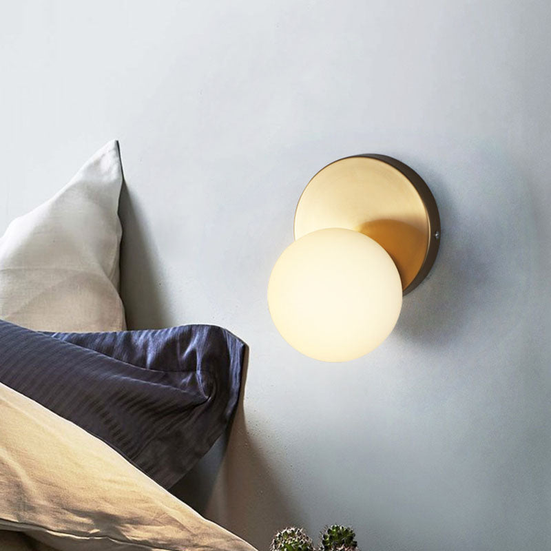 Minimalist Style Global Sconce Light Fixture Glass Bedroom Wall Lighting Fixture in Gold