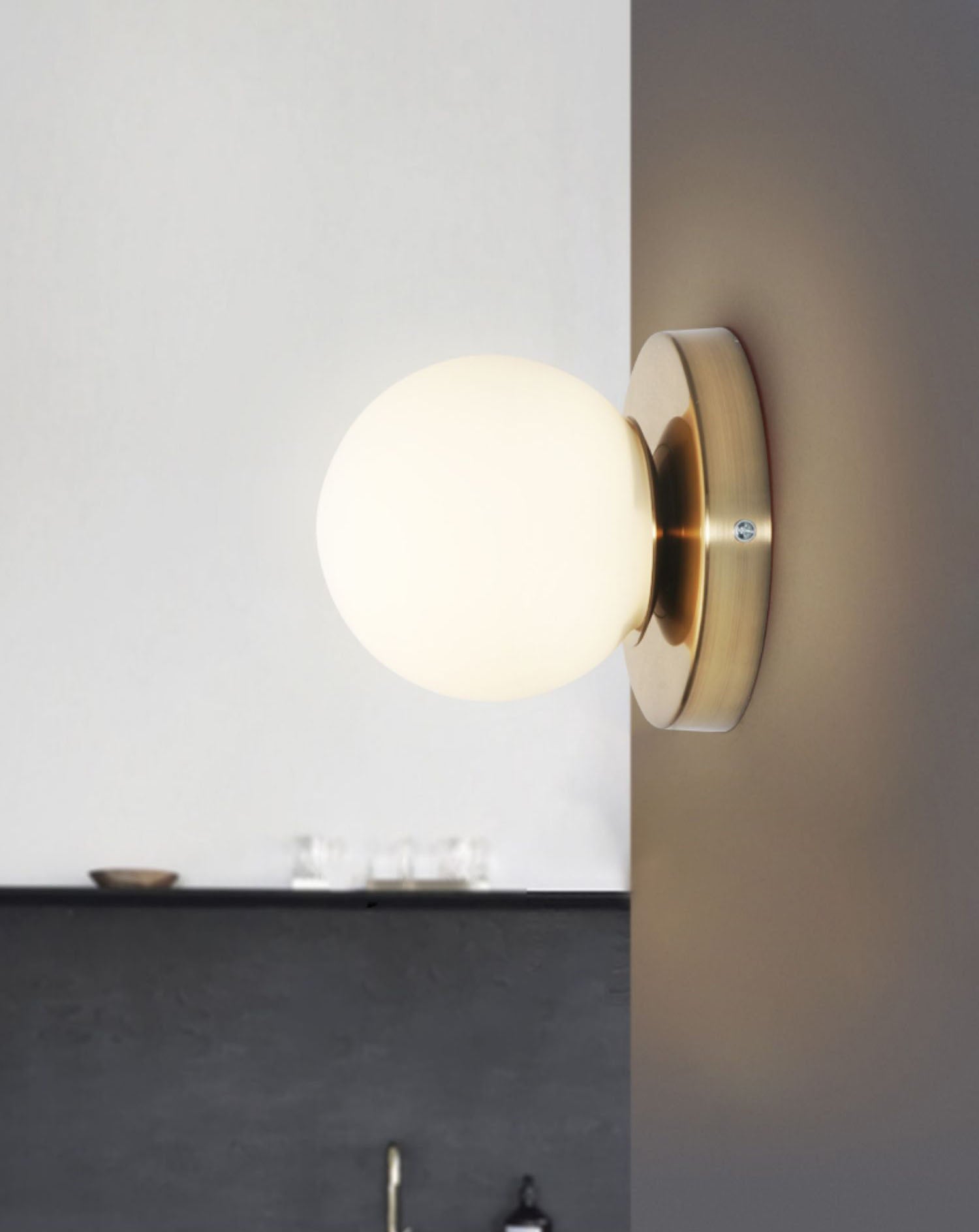 Minimalist Style Global Sconce Light Fixture Glass Bedroom Wall Lighting Fixture in Gold