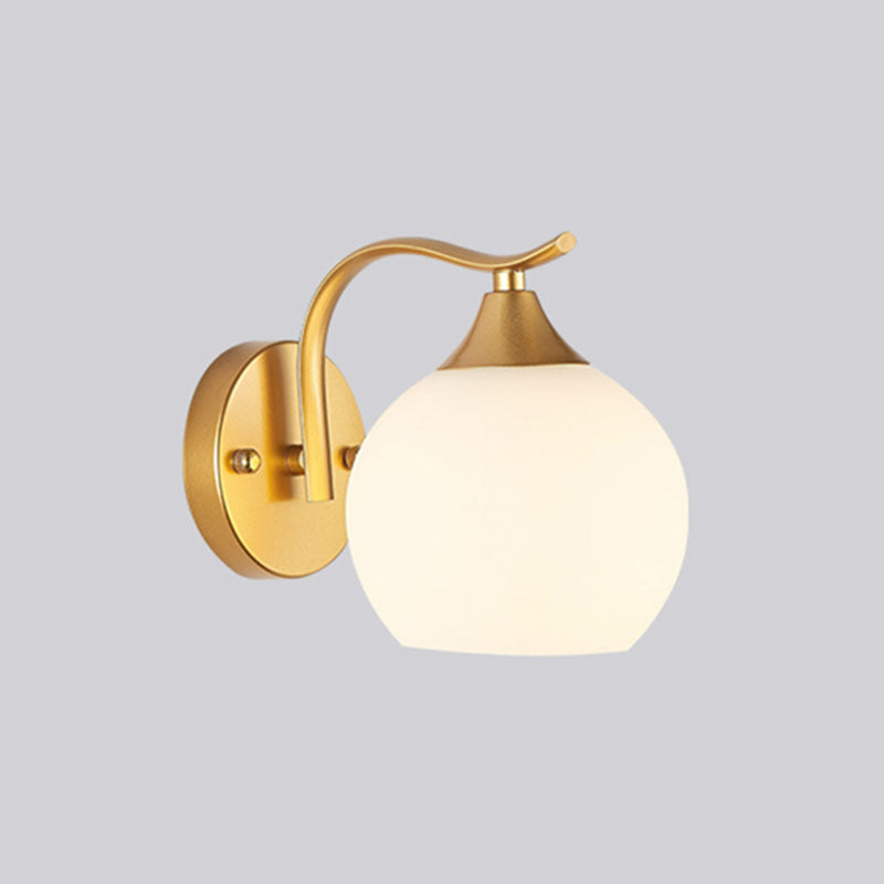 Gold Shaded Wall Sconce Lighting Contemporary Style Glass Wall Mounted Light for Bedroom