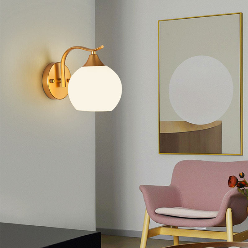Gold Shaded Wall Sconce Lighting Contemporary Style Glass Wall Mounted Light for Bedroom