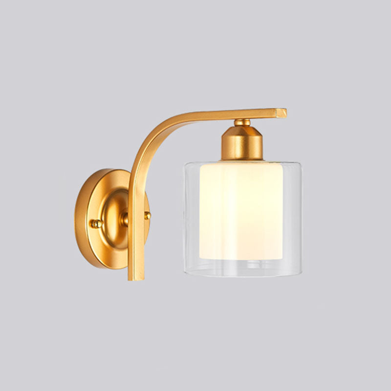 Gold Shaded Wall Sconce Lighting Contemporary Style Glass Wall Mounted Light for Bedroom