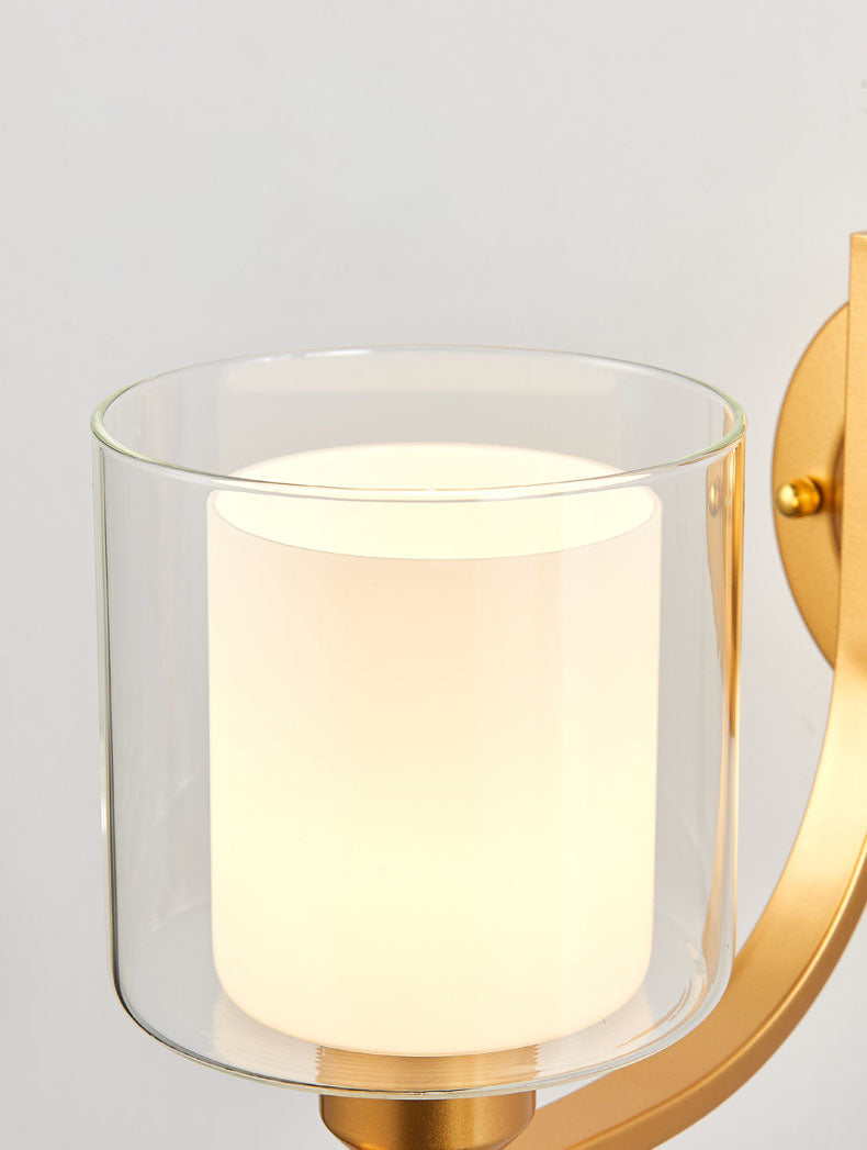 Gold Shaded Wall Sconce Lighting Contemporary Style Glass Wall Mounted Light for Bedroom