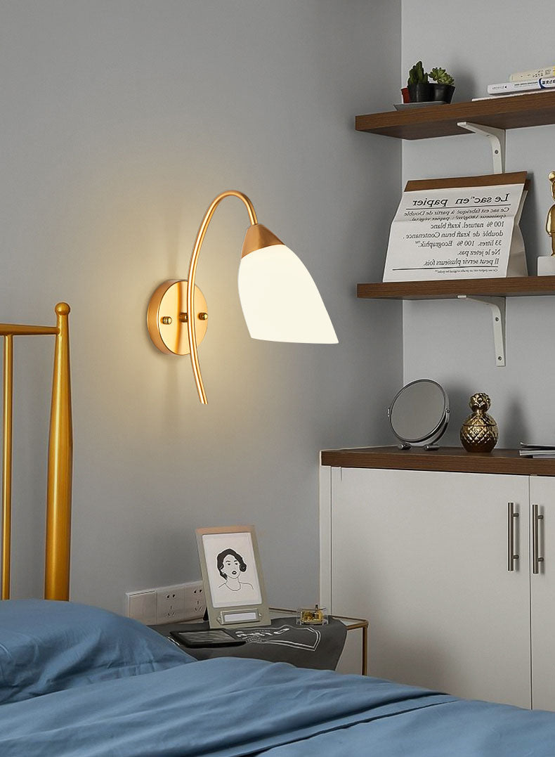Gold Shaded Wall Sconce Lighting Contemporary Style Glass Wall Mounted Light for Bedroom