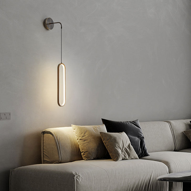 Oval Wall Mount Light Fixture Simplicity Style Metal LED Bedroom Wall Light Sconce